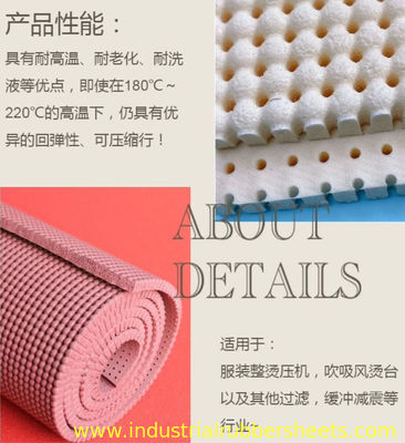 200psi Tensile Strength Perforated Silicone Foam Sheet with Double Impression Fabric Surface for Ironing Tables