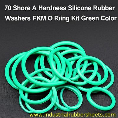 70 Shore A Hardness Virgin FKM Silicone Rubber Washers Green Color O Ring Kit